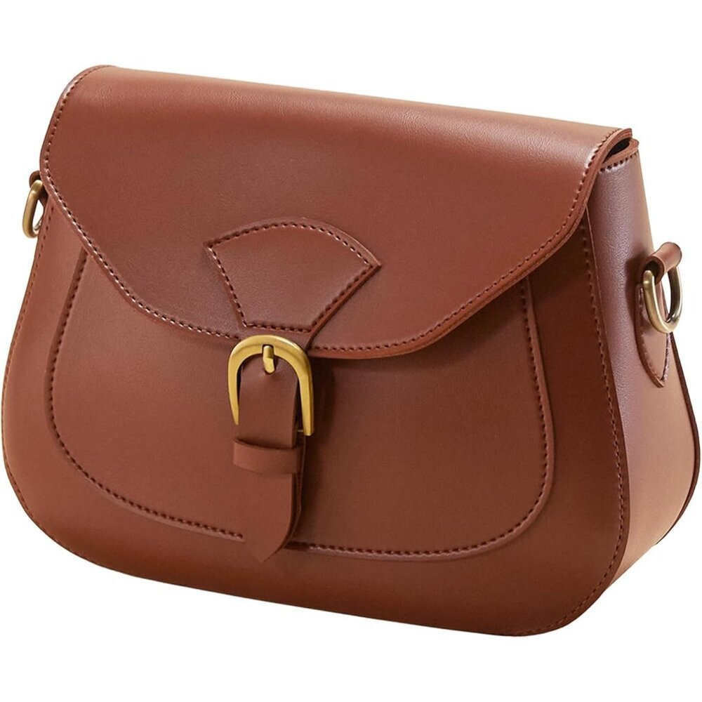 Vintage Vegan Leather Crossbody Saddle Bag Womens Casual Retro Purse